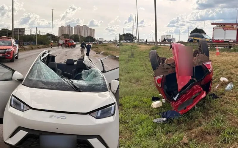 Câmeras Registram Acidente Espetacular em Taguatinga: Carro ‘Voa’ Sobre Outro